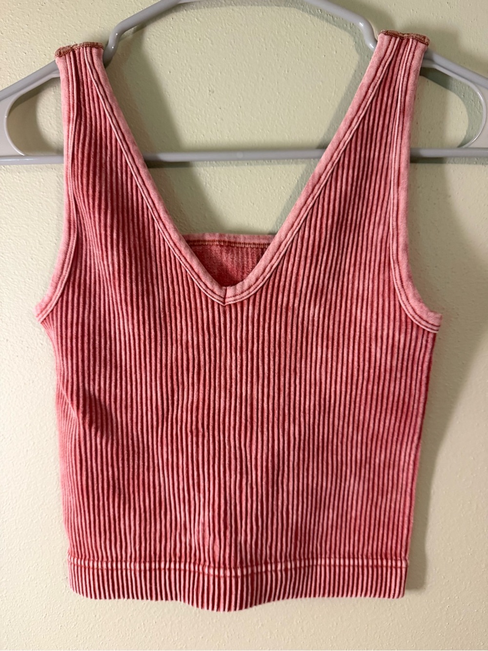 Zenana Vintage-Inspired Pink Ribbed V-Neck Brami Top